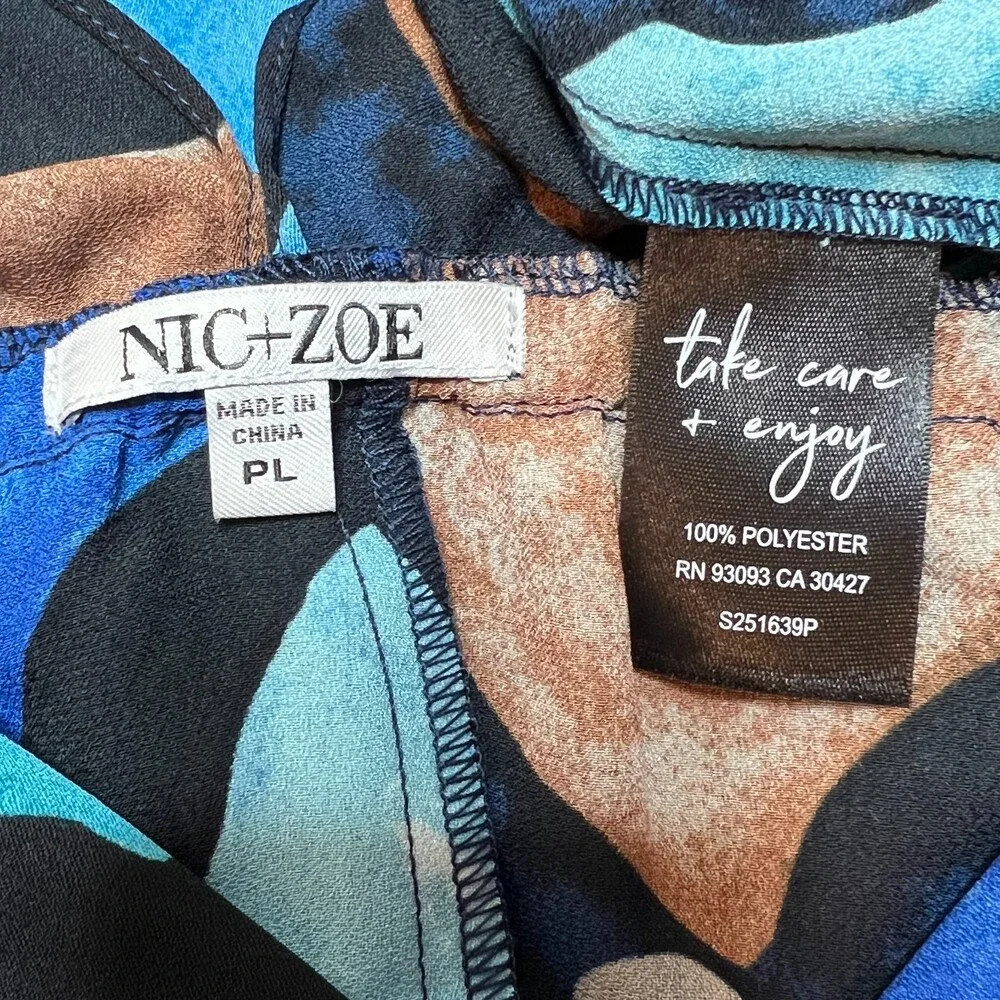 NIC+ZOE Blouse Womens PL Petite Large Geometric Print Dolman Short Sleeve